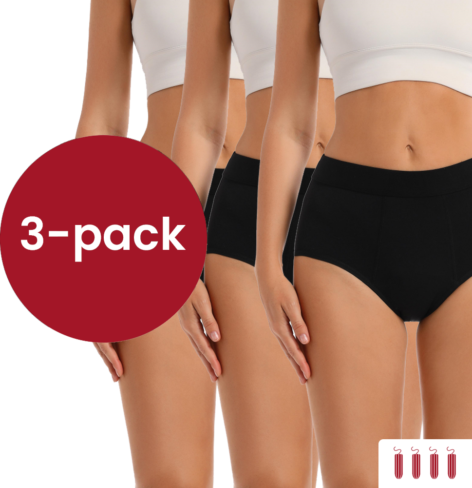3-pack | High-Waist | Menstruatie Ondergoed | Bamboe | 4 lagen - Afbeelding 2